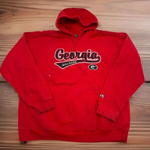 Georgia Bulldogs Hoodie Men’s XL Red Sweatshirt Pullover College Football **FLAW